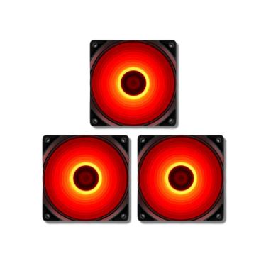 Imagem de Kit 3 Cooler Fan LED Vermelho 120mm RF120R Deepcool