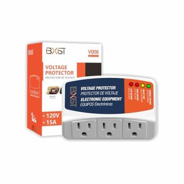 Imagem de BXST Protetor de voltagem de três tomadas para casa protege contra picos de alta e baixa voltagem para geladeira/TV/PC 120V 1800W (1 pacote)