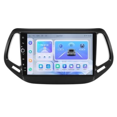 Imagem de Joying Rádio veicular Android 13 para Jeep Compass 2017-2020 com Carplay sem fio e Android Auto, tela sensível ao toque IPS de 10,1 polegadas estéreo de 4 GB + 64 GB com navegação GPS, link espelhado
