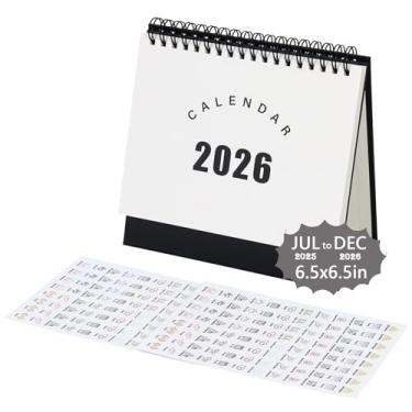 Imagem de Multibey Calendário de mesa pequeno 2025-2026, calendário vertical para mesa, julho de 2025 a dezembro de 2026, calendário mensal de 18 meses (preto)