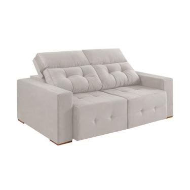 Imagem de Sofá 4 Lugares Retrátil e Reclinável Roma Veludo Areia 250 cm