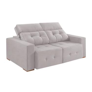 Imagem de Sofá 3 Lugares Retrátil e Reclinável Roma Veludo Prata 230 cm