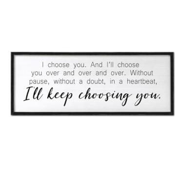 Imagem de FZZHYQCHY I Choose You Sign Wall Decor Art Above Bed 81 x 30 cm I Love You Romantic Wood Framed for Master Bedroom Over Bed I'll Keep Choosing You (Preto)