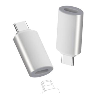 Imagem de Pacote com 2 para conversor adaptador macho tipo C para Lightning fêmea, para cabo USB C macho para Lightning fêmea, suporta carregamento/transferência de dados e áudio para iPhone 16/16pro/16plus