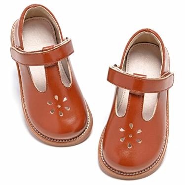 Imagem de GINFIVE Sapatos Mary Janes Para Meninas Pequenas, Sociais Infantis, Marrom, Tamanho 10
