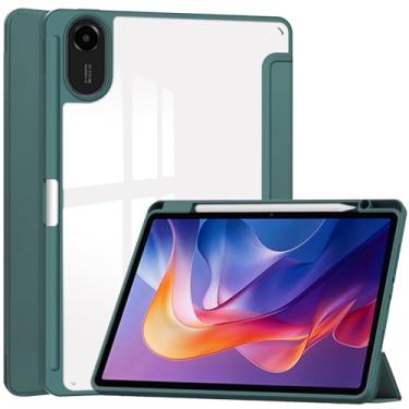 Imagem de Capa fina híbrida para Xiaomi Redmi Pad 2 11 polegadas 2025, capa Ratesell à prova de choque com capa traseira transparente transparente, com suporte para caneta S, verde escuro