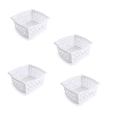 Imagem de Kit 4 Cesto Cestinho Empilhável Multiuso Organizador Branca - Plasútil