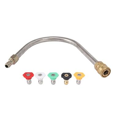 Imagem de Zhjvihx Rociater Lança para Máquina de Lavar Pressão, Aço Inoxidável e Haste de Extensão de Latão Sólida para Máquina de Lavar Pressão Sobressalente (Você moldou com 5 bicos)