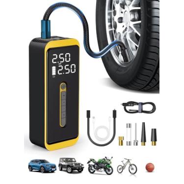 Imagem de Inflador de pneu compressor de ar portátil carro elétrico bomba de ar de bicicleta sem fio 12V 150PSI acessório inflável com medidor de pressão digital, luz LED, para motocicletas, rodas e bolas de