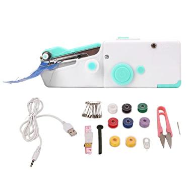 Imagem de Jeanoko Mini máquina de costura portátil, máquina de costura portátil multiuso, sem fio, portátil, máquina de costura para iniciantes, crianças, adultos, máquina de reparação rápida