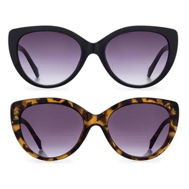 Imagem de grinderPUNCH 4 pares de óculos de sol de leitura bifocais para mulher | óculos de leitura de sol para mulher Cateye vintage (3,00 x )