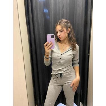 Imagem de Pijama de Manga Longa de Botão Canelado - Two Stylus, Mescla, GG