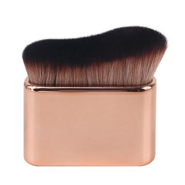 Imagem de MotiveTech Pincel para base em pó líquido para rosto, pincel autobronzeador, grande, plano, ferramenta de maquiagem para pó cremoso, rosto, bronzeador, maquiagem, Rosa Ouro