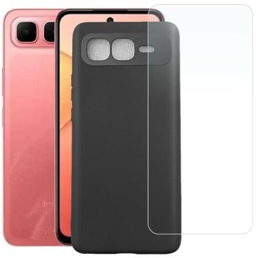 Imagem de TNKISRY Capa para celular Infinix Smart 10 Plus [6,7 polegadas], capa macia de TPU protetora preta, posição precisa do orifício, película protetora de tela temperado [1 unidade]