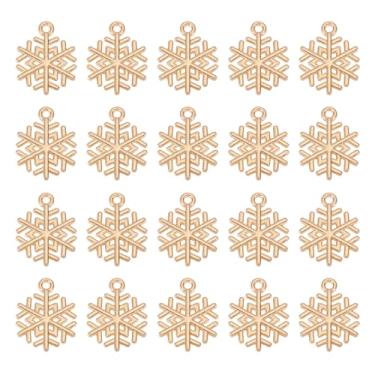 Imagem de PATIKIL Pingente de floco de neve, pingente de estrela de floco de neve de inverno de liga para fazer joias, faça você mesmo, colar de artesanato, pulseira, brinco-50 peças (ouro rosa)