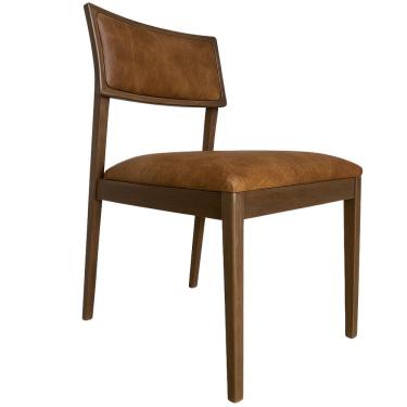 Imagem de Cadeira Siena Madeira Maciça Com Estofado Em Tecido 2 Peças - Élpis Móveis Couro Ecológico Caramelo Imbuia