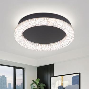 Imagem de Vloitgol Luminárias de LED para corredor de 25 cm, luz de teto de montagem embutida moderna preta 4500K, acrílico redondo perto do teto, luminárias para corredor, quarto, entrada, cozinha, tetos