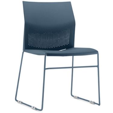Imagem de Cadeira Empilhável Fixa Link F02 Base Aço Azul - Lyam Decor