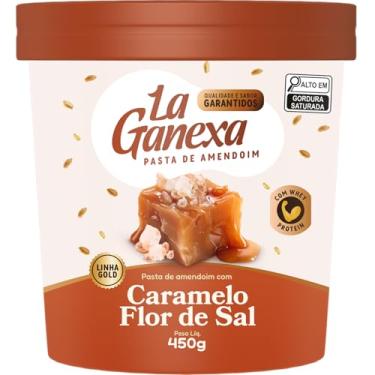 Imagem de Pasta de Amendoim Integral, Zero, Sabor Caramelo e Flor de Sal com Whey 450g – La Ganexa