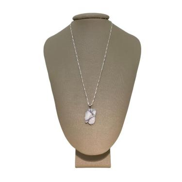 Imagem de Colar Cadeado Prata 925 Howlita Bruta - Ponte Vecchio Joias