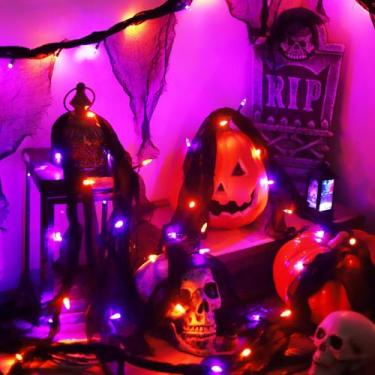 Imagem de Luzes de corda YAOZHOU Halloween laranja/roxo 30LED 3m