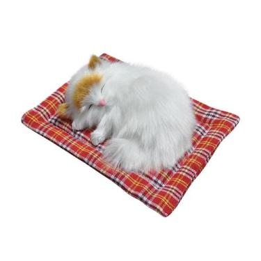 Imagem de Simulação gato pelúcia animais brinquedo vai chamar com tapete de pano