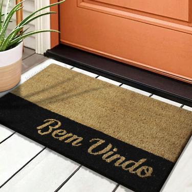 Imagem de 2 Tapete Porta Capacho Fibra Coco Antiderrapante 33x60 E7