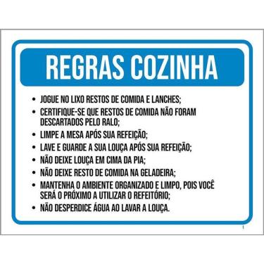 Imagem de Placa Sinalização - Regras Cozinha Ml3832 36X46