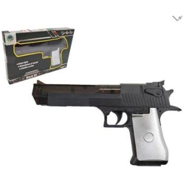 Imagem de Pistola de Plástico 22cm com SOM LUZ e Movimentos - Tudo em Caixa - Ge