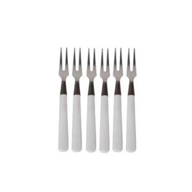 Imagem de Kit 6 Mini Garfos Branco Para Petiscos Churrasco - Aliança