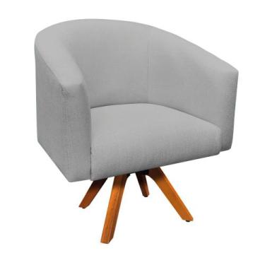 Imagem de Poltrona Decorativa Base Giratória Madeira Stella Linho Grafite D03 - 