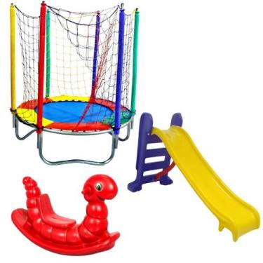 Imagem de Cam Elástica Pula Pula 1,40m Nacional Escorregador Playground Médio Ga