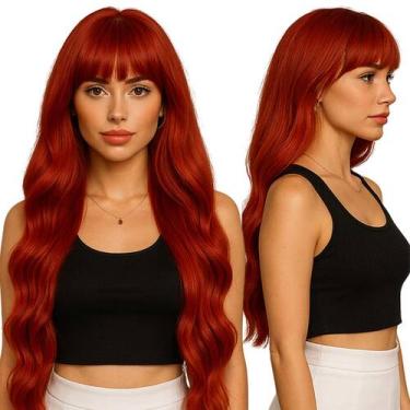 Imagem de Peruca Orgânica Liso Ondulado Com Franja 60cm Natural com Pentes Inter