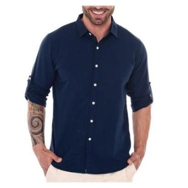 Imagem de Camisa Social Slim Fit Masculina Camisa de Linho Casual Lili-Masculino