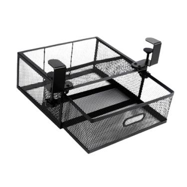 Imagem de DimyFew Organizador de Malha para Gavetas Embaixo Da Mesa, Prateleira Suspensa com Braçadeira C, Bandeja de Metal para Casa E Escritório, Recipiente, Preto, Tamanho real