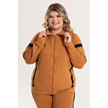 Imagem de Jaqueta Feminina Plus Size Molecotton Com Faixas Contrastante - Serena-Feminino