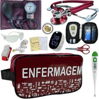 Imagem de Kit Enfermagem Aparelho de Pressão Estetoscópio Medidor Glicose Comple