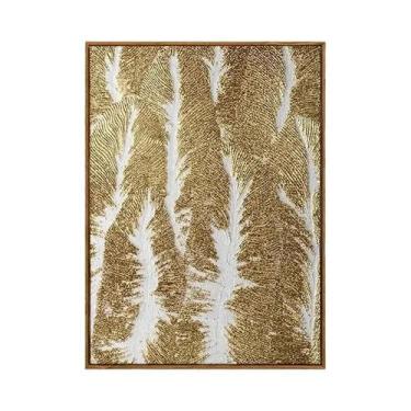 Imagem de Arte de Parede Abstrata Dourada - Impressão Texturizada Moderna em Tel