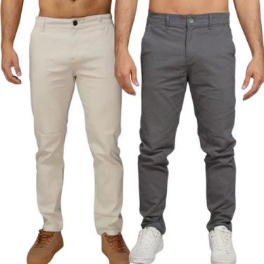 Imagem de Kit 2 Calça Sarja Masculina Calca Masculino Com Lycra Elastano - NoBra