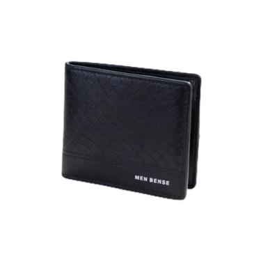 Imagem de Carteira masculina fina, curta e macia, com 7 compartimentos, 1 bolso com zíper PU porta-cartões de visita para homens, Preto, small, Casual