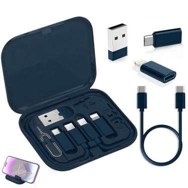 Imagem de Caixa de armazenamento de gerenciamento de cabos com cabo de carregamento e suporte de cartão, estojo organizador de cabos de mesa para uso em casa, escritório