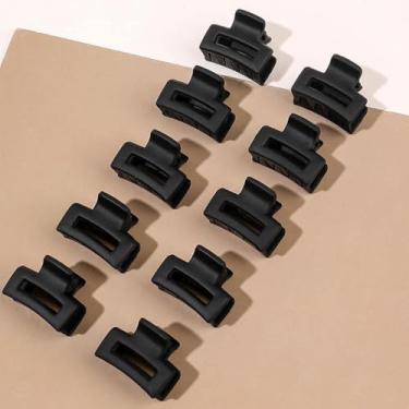 Imagem de 10 peças de grampos de cabelo pequenos para mulheres – Prendedores de mandíbula quadrados pretos antiderrapantes duráveis para cabelo grosso fino médio fino, acessórios de cabelo pequenos e fofos para