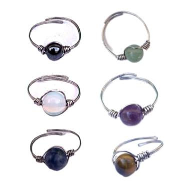 Imagem de Anel Artesanal de Aço Inox com pedra natural (Pedra da Lua Opalina (Azul Celeste))