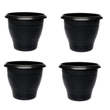 Imagem de kit 3 Vasos Redondos Grande Preto 15 Litros - Aws Artesanatos