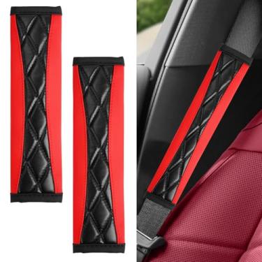 Imagem de 2 peças de capa de cinto de segurança de carro, capas de cinto de segurança de couro macio para carro, protetor de alça de ombro de cinto de segurança, almofadas de ombro para veículos, almofada de