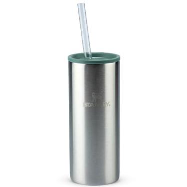 Imagem de Stanley - Can Cooler Slim com tampa e canudo, copo térmico de 296 ml para manter as bebidas em lata geladas, Stainless Steel