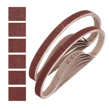 Imagem de HARFINGTON Correias de lixamento de 1/2 x 18 polegadas, 20 peças 40/60/80/120/150/240 Grits Cinto abrasivo de óxido de alumínio para madeira, polimento de metal, afiador de facas