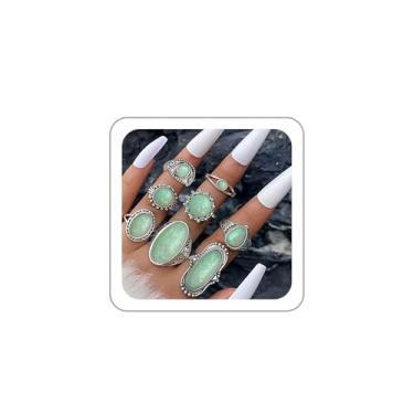 Imagem de LKingel Conjunto de anéis ocidentais femininos boêmios turquesa empilháveis anéis turquesa ocidental concertos joias acessórios de fantasia, Metal, Sem pedra preciosa