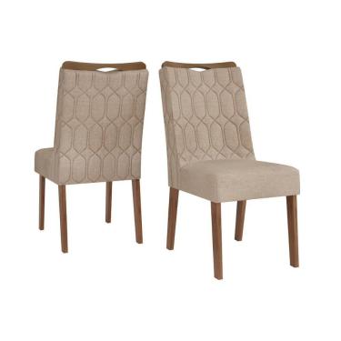 Imagem de Cadeira Sala De Jantar Bia Cedro-suede Kraft Bege - Dj Móveis