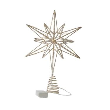 Imagem de Fancyes Enfeite de estrela para árvore de Natal, fofo e com LED, decoração natalina para fotos, lembrancinhas de festa, shopping e decoração de Natal, Champanhe